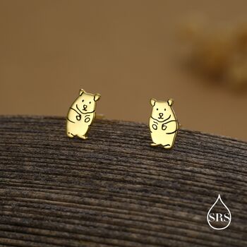 Kawaii Hamster Stud Earrings Sterling Silver, 6 of 12