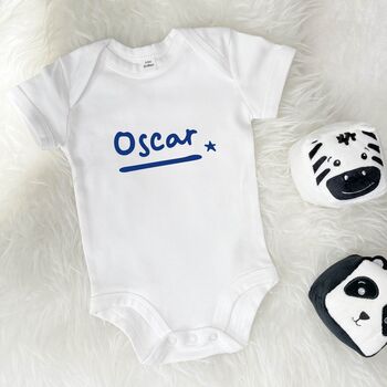 Personalised Name Baby Grow With Star, 2 of 9