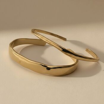 Two Molten 18k Gold Plated Waterproof Cuff Bracelets, 2 of 3