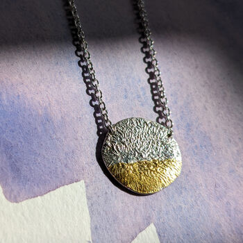 Handmade Silver Gold Round Pendant Necklace, 4 of 9