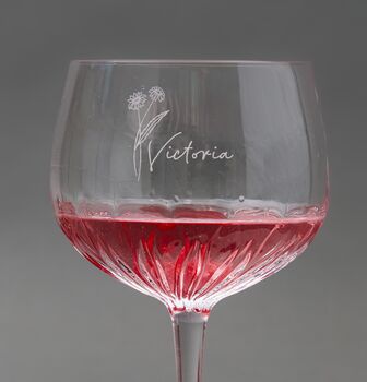 Crystal Gin Glass With Engraved Birth Flower, 2 of 4