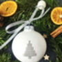 Minimalist White Christmas Bauble With Tree, thumbnail 4 of 6