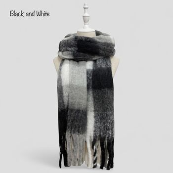 Soft Check Print Wool Blend Scarf, 9 of 12