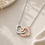 Personalise Mother And Daughter Twin Heart Necklace Engraved Name, thumbnail 3 of 10