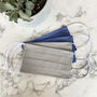 Pack Of Four 100% Cotton Facemask Steel Blue And Grey, thumbnail 1 of 3