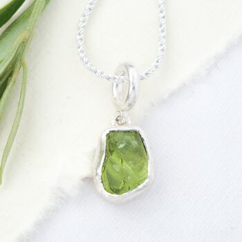 Raw Peridot Silver Necklace, 2 of 4