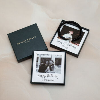 Personalised Men's Plaited Leather Bracelet With Photobox, 6 of 8