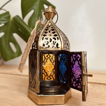 Moroccan Style Gold Glass Lantern T Light Holder, 9 of 12