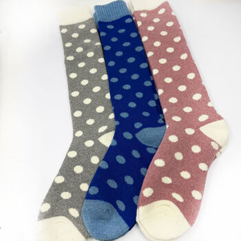 Personalised Birthday Spotty Polka Dot Welly Socks With Gold Foil Label, 7 of 10