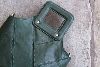 Handmade Green Leather Handbag For Women Personalised, 7 of 12