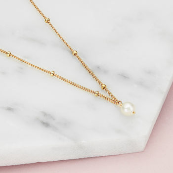 Rose, Silver Or Gold Single Pearl Satellite Necklace, 2 of 10