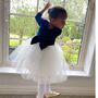 Navy Velvet Long Sleeve Tutu Dress, thumbnail 1 of 7