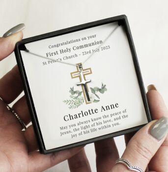Personalised Keepsake Cross Necklace And Gift Box, 2 of 5