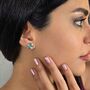 Opal Turquoise Sterling Silver Gemstone Stud Earrings, thumbnail 4 of 4