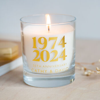 50th Golden Wedding Anniversary Personalised Candle, 3 of 4