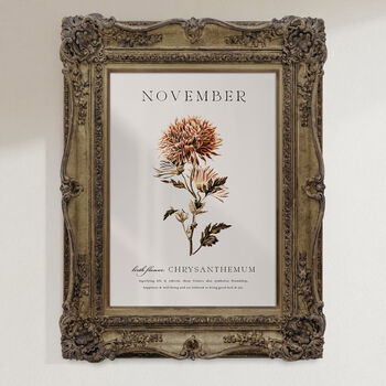 Birth Flower Wall Print 'Chrysanthemum' For November, 4 of 9