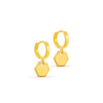 Hexagon Geometric Charm Huggies, 3 of 3
