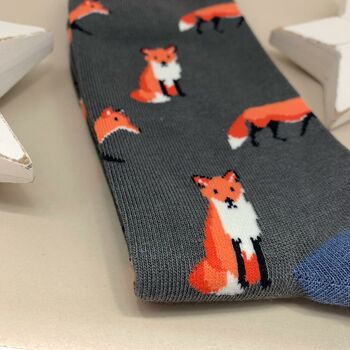 Men's Bamboo Fox Socks In Charcoal, 2 of 2