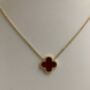 Gold Plated Maroon Gold Single Clover Necklace, thumbnail 5 of 7