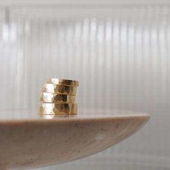 Brushed Hammered 9ct/18ct Gold 5mm Ring, 7 of 8
