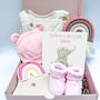 Rainbow Baby Girl Set With Personalised Card, thumbnail 1 of 7