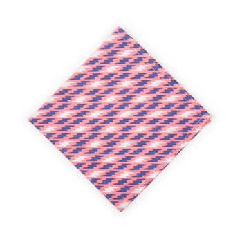 Mens Pink, White And Blue Lightning Bolt Pocket Square, 4 of 5