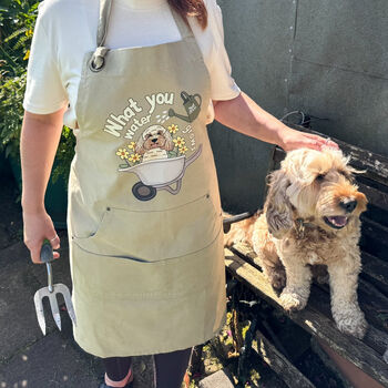 Personalised What You Water Grows Full Length Apron, 2 of 12