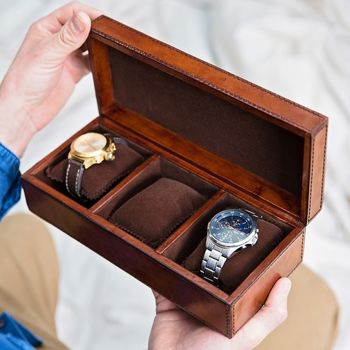 Personalised Leather Watch Box Triple, 3 of 12