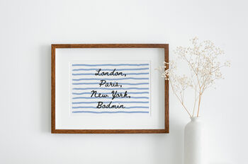 'Blue Stripes' Custom Quote Print, 3 of 4
