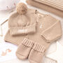 Luxury Baby Girls Cardigan, Bobble Hat And Mittens Set, thumbnail 5 of 10
