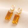 Amber Rectangle Crystal Drop Earrings In Gold, thumbnail 1 of 2