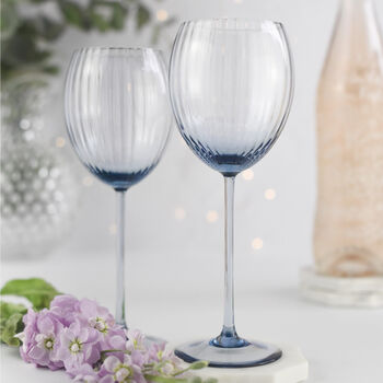 Blue Smoke Handblown White Wine Glass, 2 of 2