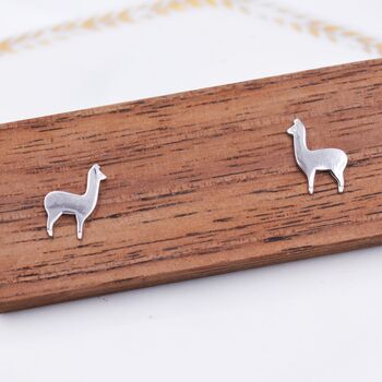 Sterling Silver Alpaca Llama Sheep Stud Earrings, 6 of 12