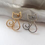 Gold Or Silver Cat Outline Lapel Brooch, thumbnail 3 of 8