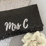 Black Or Navy Sequin Mrs Initial Clutch, thumbnail 2 of 8