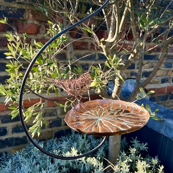 Copper Lily Pad Hanging Bird Bath, 5 of 7
