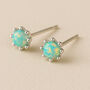 Tiny Sterling Silver Green Opal Stud Earrings, thumbnail 1 of 8