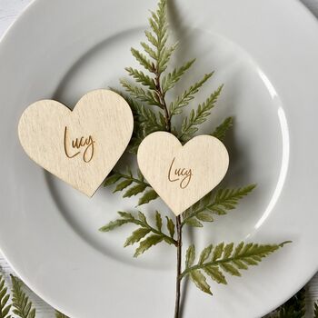 Wood Heart Wedding Favour Place Name Settings, 5 of 10