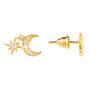 Moon And Starburst Stud Plated Silver Earrings, thumbnail 3 of 7