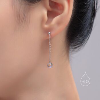 Moonstone With Chain Dangle Stud Earrings, 7 of 12