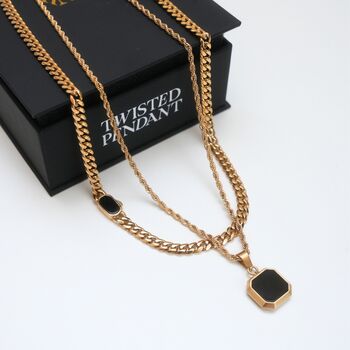 Silver Onyx Necklace Set For Men Chain And Pendant, 8 of 11