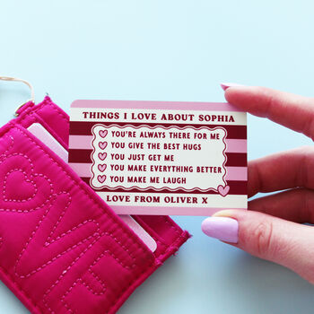 Things I Love About You Personalised Wallet Card, 4 of 5