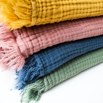Cotton Muslin Throw, Shawl, Christmas Gift For Couple, 8 of 8