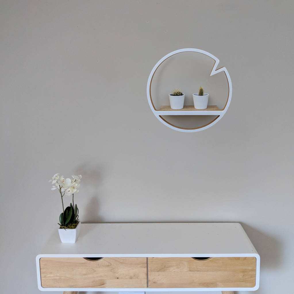modern wooden circle shelf with notch by youbadcat