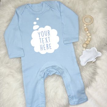 'Baby's Thoughts' Personalised Baby Rompersuit, 3 of 6