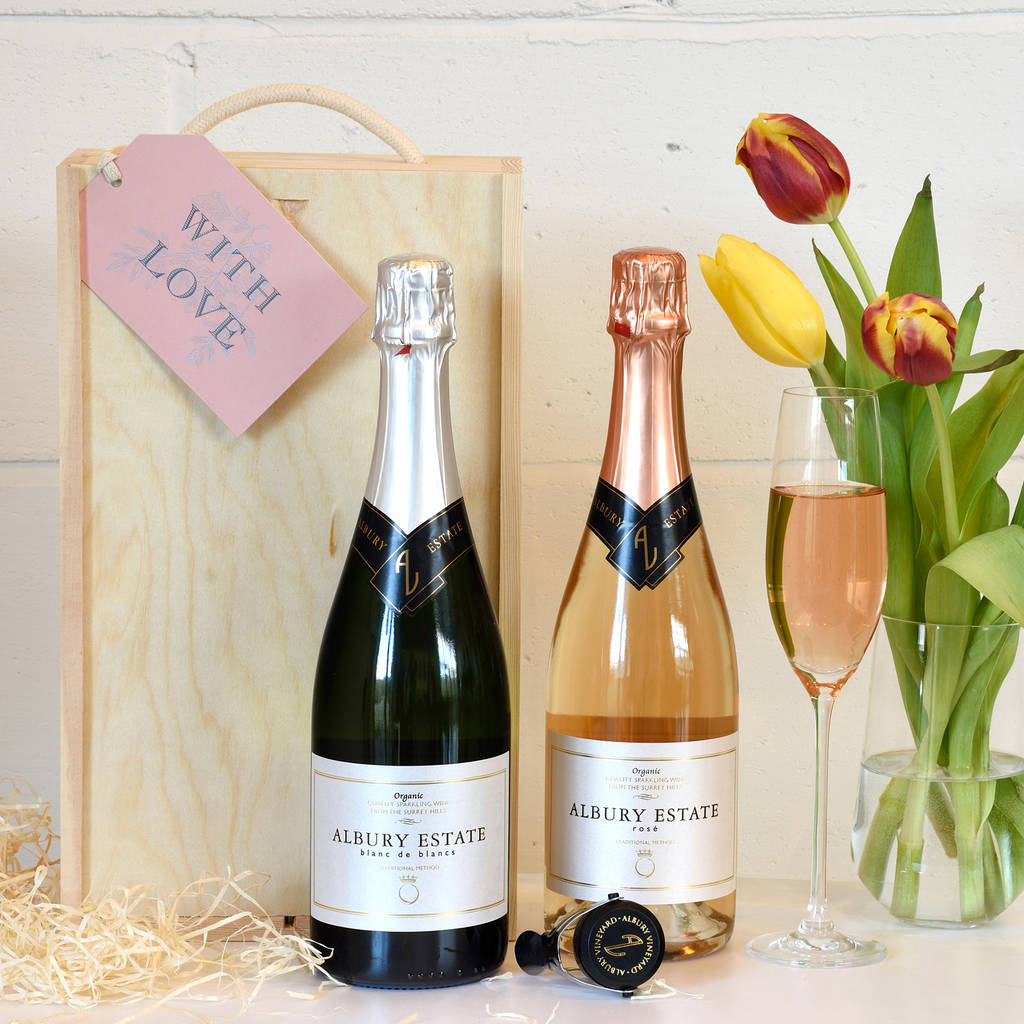 english sparkling wine lovers gift box by albury organic vineyard