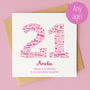 Pink Star Personalised 21st Birthday Card, thumbnail 1 of 3
