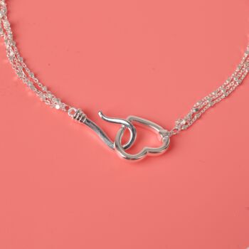 Silver Hook And Heart Pendant Multi Chain Lariat Necklace, 11 of 12