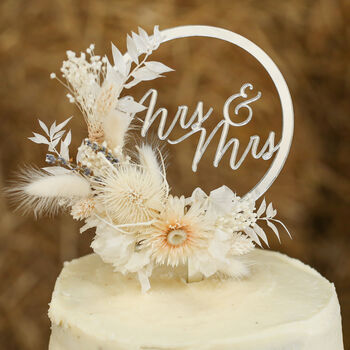 Personalised Dried Flower Acrylic Wedding Cake Topper, 8 of 12