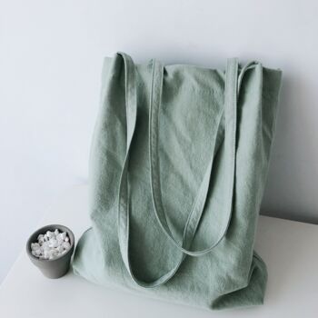 White Linen Pastel Large Shopping Tote Shoulder School Bag For Beach, 3 of 12